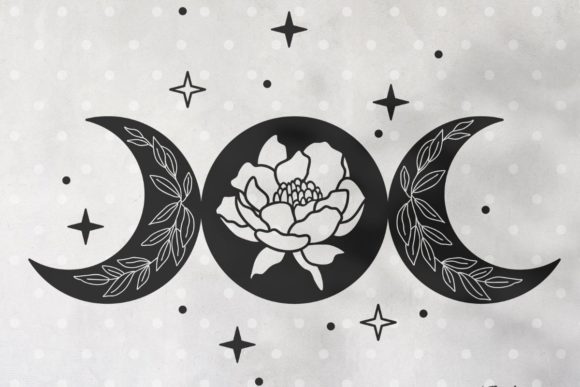 Boho Floral Moon Phase with Peony Flower