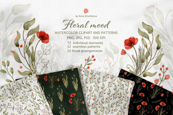 Discover the Beauty of Floral Mood Watercolor Clipart Pattern