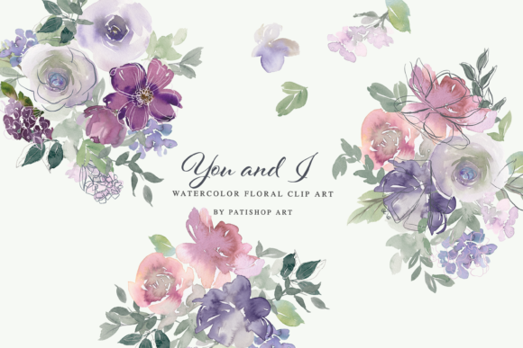 Discover the Elegance of Watercolor Blush Purple Floral Graphics