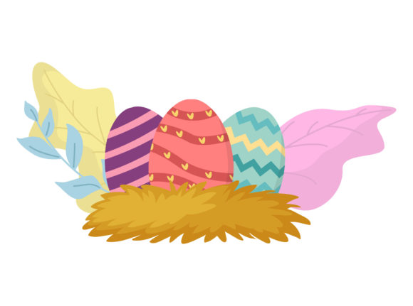 Easter Eggs Blue Colorful Floral Vector