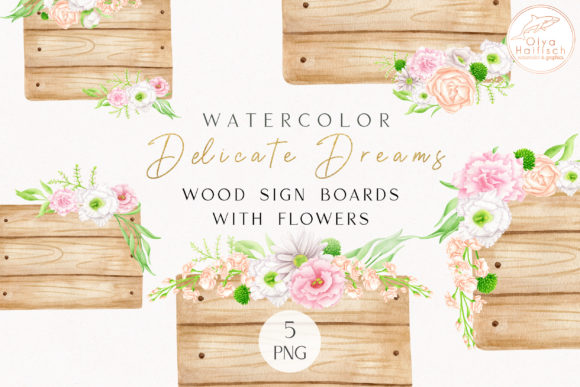 Explore Watercolor Wood Floral Signs PNG Clipart