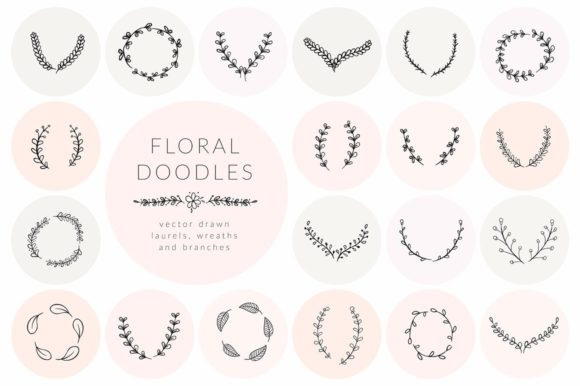 Hand Drawn Floral Doodles Vol.5: Wreaths