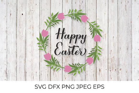 Happy Easter Calligraphy: A Floral Wreath for Creative Celebrations