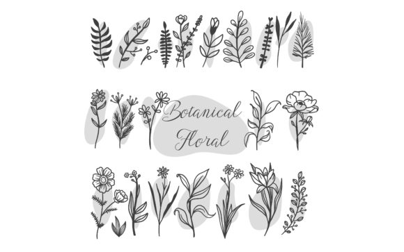Strategic Use of Botanical Floral Hand Drawn Isolated for Enhanced Branding and Creativity