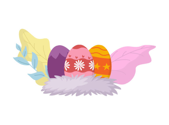 Vibrant Easter Egg Orange Floral Vector