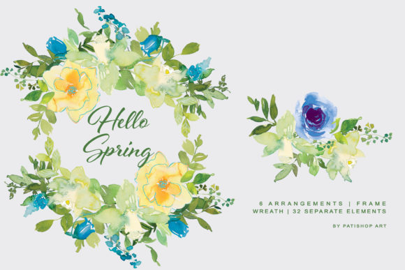 Watercolor Spring Floral Clipart Set